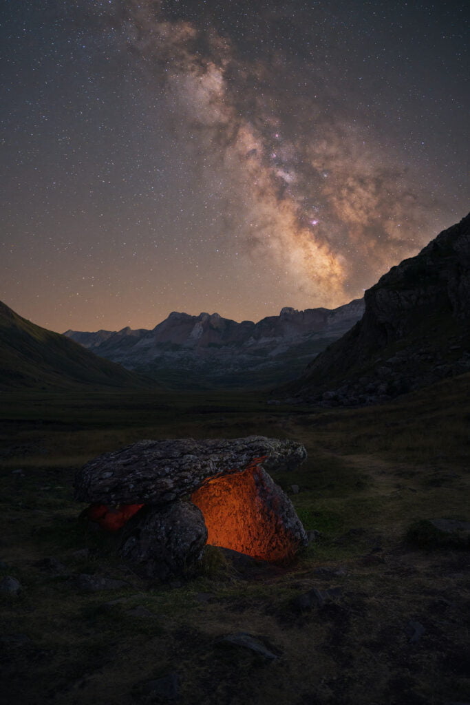 Fotografía nocturna en el dolmen de Aguas Tuertas