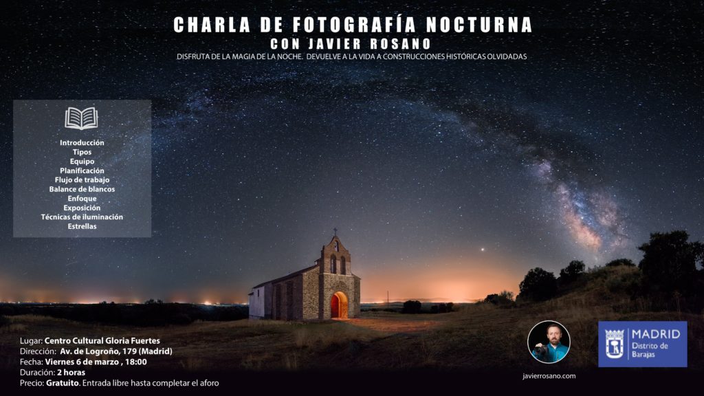 Charla de fotografía nocturna en Madrid por Javier Rosano